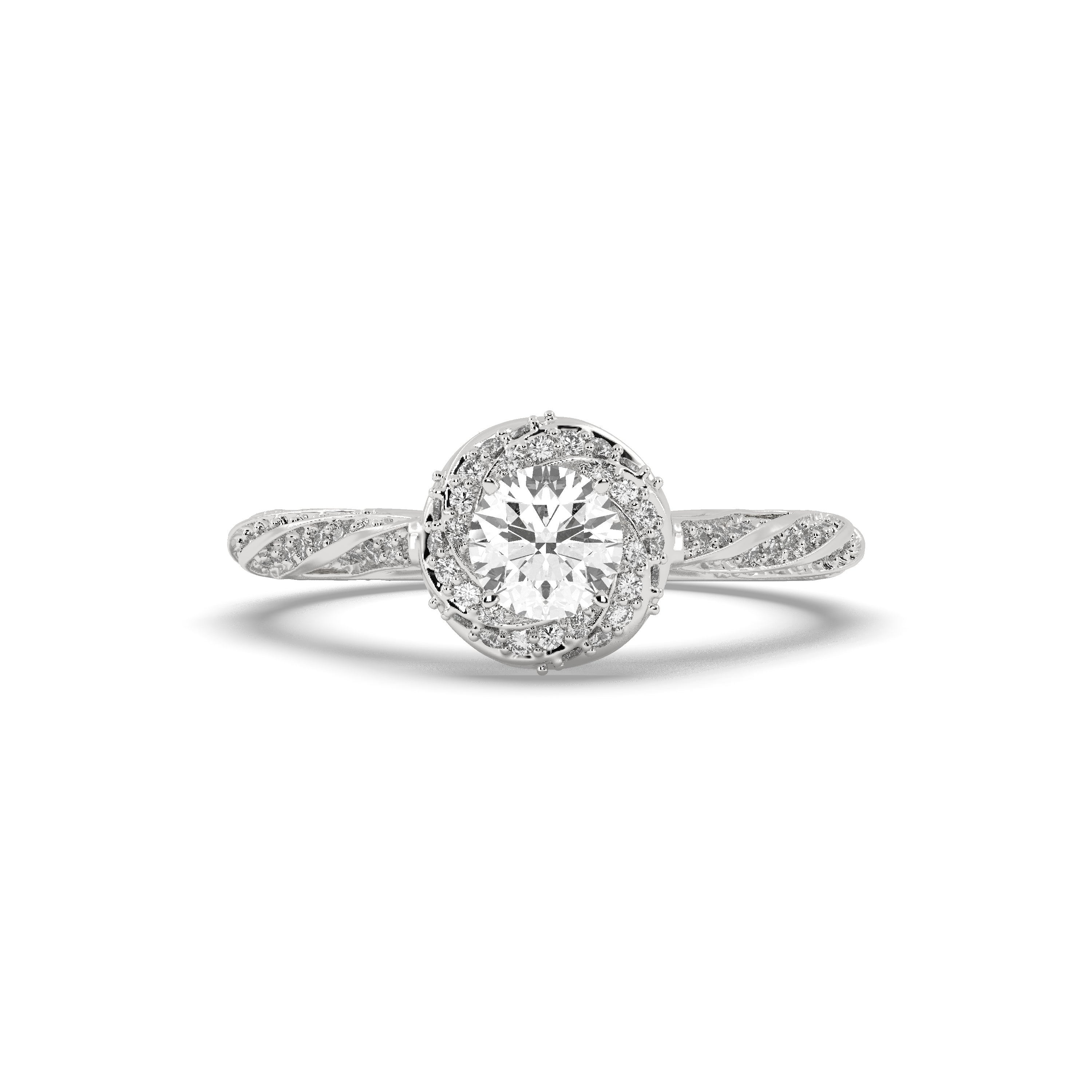 White Gold Studded 1.122 Carat Lab Grown Diamond Ring-E Color VS1 Clarity.